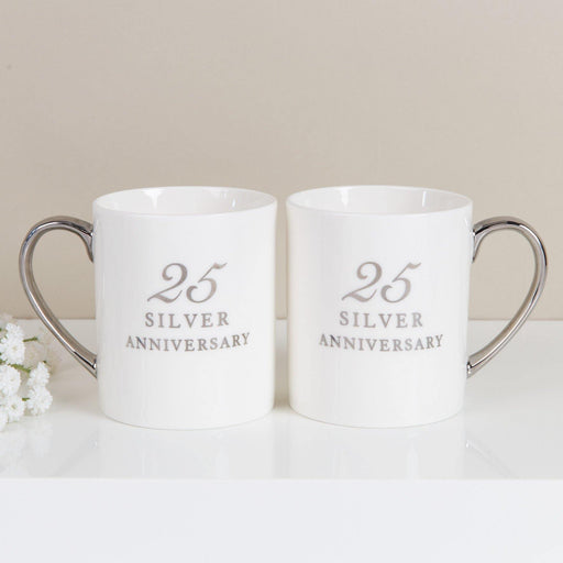 Set Of 2 Porcelain Mugs - 25th Anniversary - The Olive Branch & Lovely Libby's
