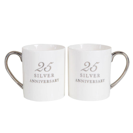 Set Of 2 Porcelain Mugs - 25th Anniversary - The Olive Branch & Lovely Libby's