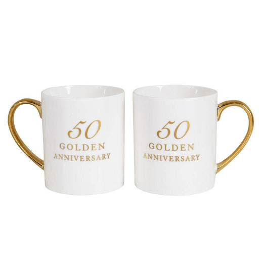 Set Of 2 Porcelain Mugs  - 50th Anniversary - The Olive Branch & Lovely Libby's