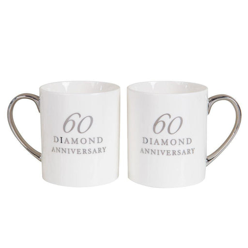 Set Of 2 Porcelain Mugs  - 60th Anniversary - The Olive Branch & Lovely Libby's