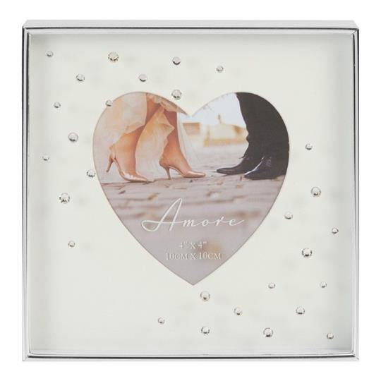 4x4 - Silver Heart Frame With Crystals - The Olive Branch & Lovely Libby's