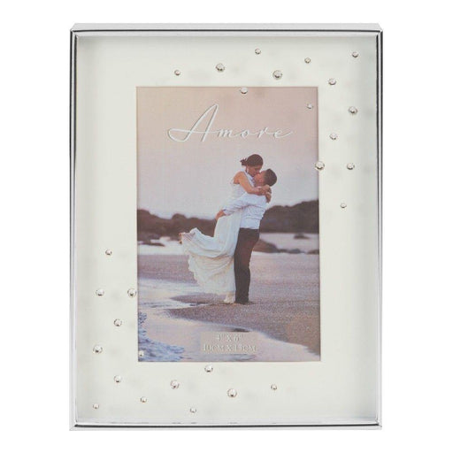 4" x 6" - Amore Silver Plated Photo Frame With Crystal - The Olive Branch & Lovely Libby's